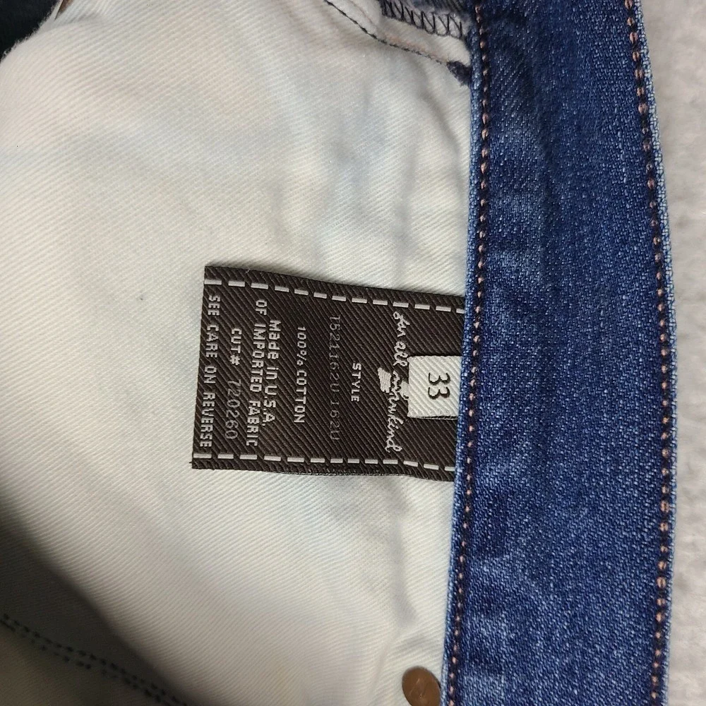 7 For‎ All Mankind Jeans Mens 33x28 Blue Relaxed Fit Button Fly Denim HEMMED
